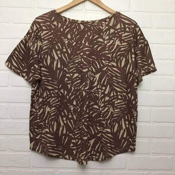 2/40$ Nwt Old Navy t-shirt brown beige neutral pocket crop oversized top Large - Picture 4 of 10